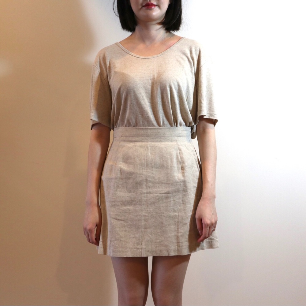 Beige t-shirt & skirt set